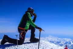 Scot H on Denali summit with Forty Below K2 overboot 2013