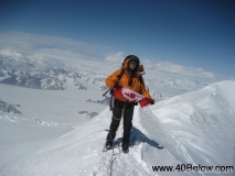 Greg M using 40 Below overboots on summit of Mt. Logan 2008