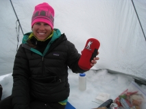 Laura R. at 11,000 ft. on Denali 2013 with Forty Below .5 L size Bottle Boot