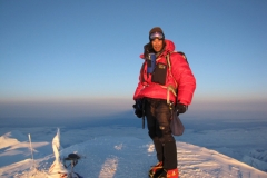 Larry K. Bottle Boots on summit of Denali 2011