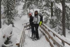 Picture of Anja L. and Trish L. at Crawford Notch NH on the Arethusa Falls Trail 2013.