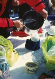 melting snow into Bottle Boots and waterbottle