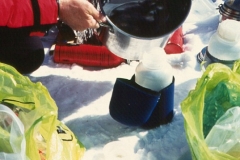 melting snow into Bottle Boots and waterbottle