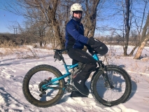 Mark S. wearing Forty Below K2 Superlight overboots on top of bike boots 2018