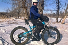 Mark S. wearing Forty Below K2 Superlight overboots on top of bike boots 2018