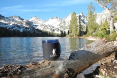 Mug Boot with Sawtooth mountains of Idaho