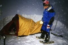 Chris sets up tent